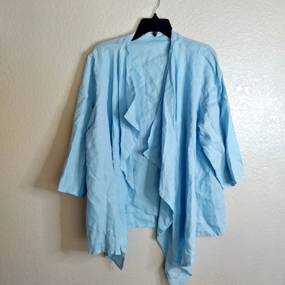 Bryn Walker linen open Waterfall Lagenlook cardigan Sz L - Picture 1 of 6